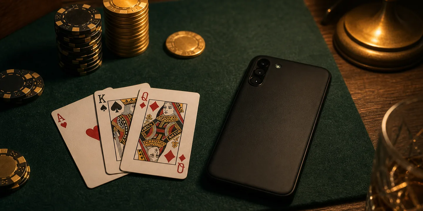 Teen Patti evidence desk with physical cards, Android phone and source-check notes