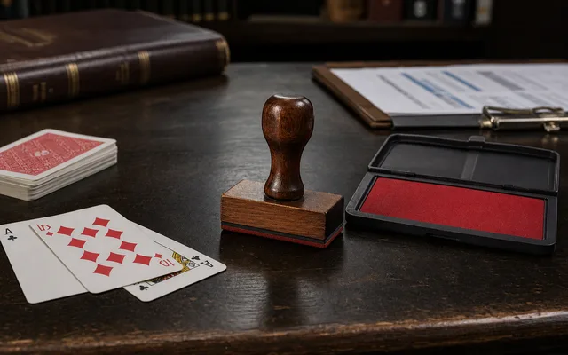Vault desk with mirror-warning stamps and Teen Patti APK route labels